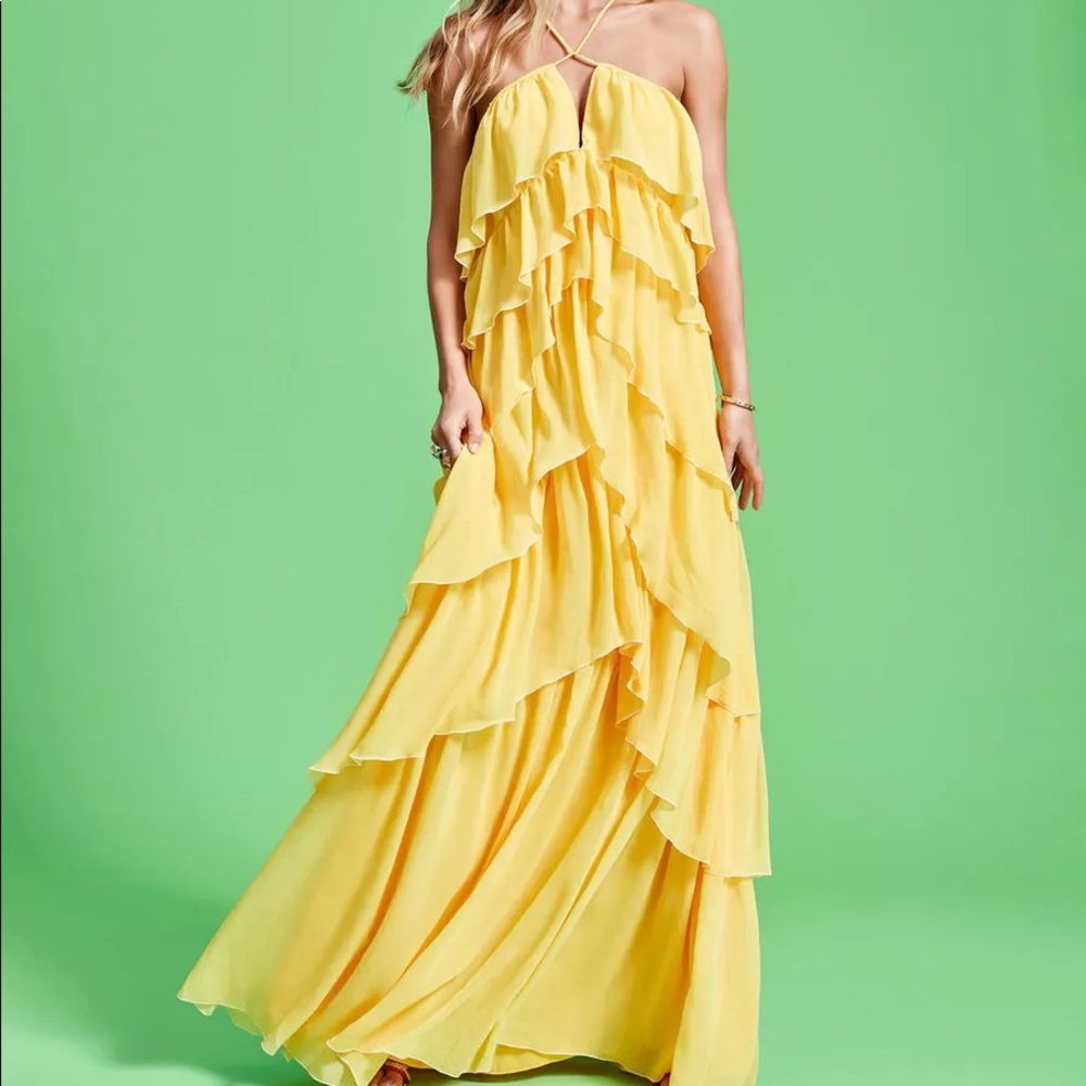 ISO Ramy Brook Alora yellow tier dress
